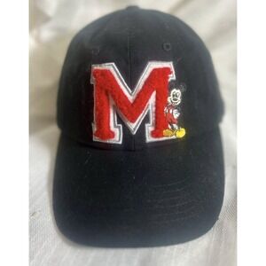 Disney Mickey Mouse Black Baseball Cap Adjustable Hat Embroidered Logo